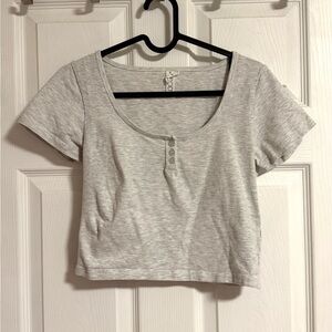 Cotton On Light Gray Buttoned Crop Top